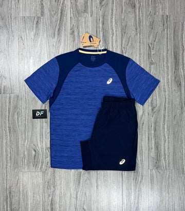Asics Road T-Shirt Shorts Set Cobalt Blue