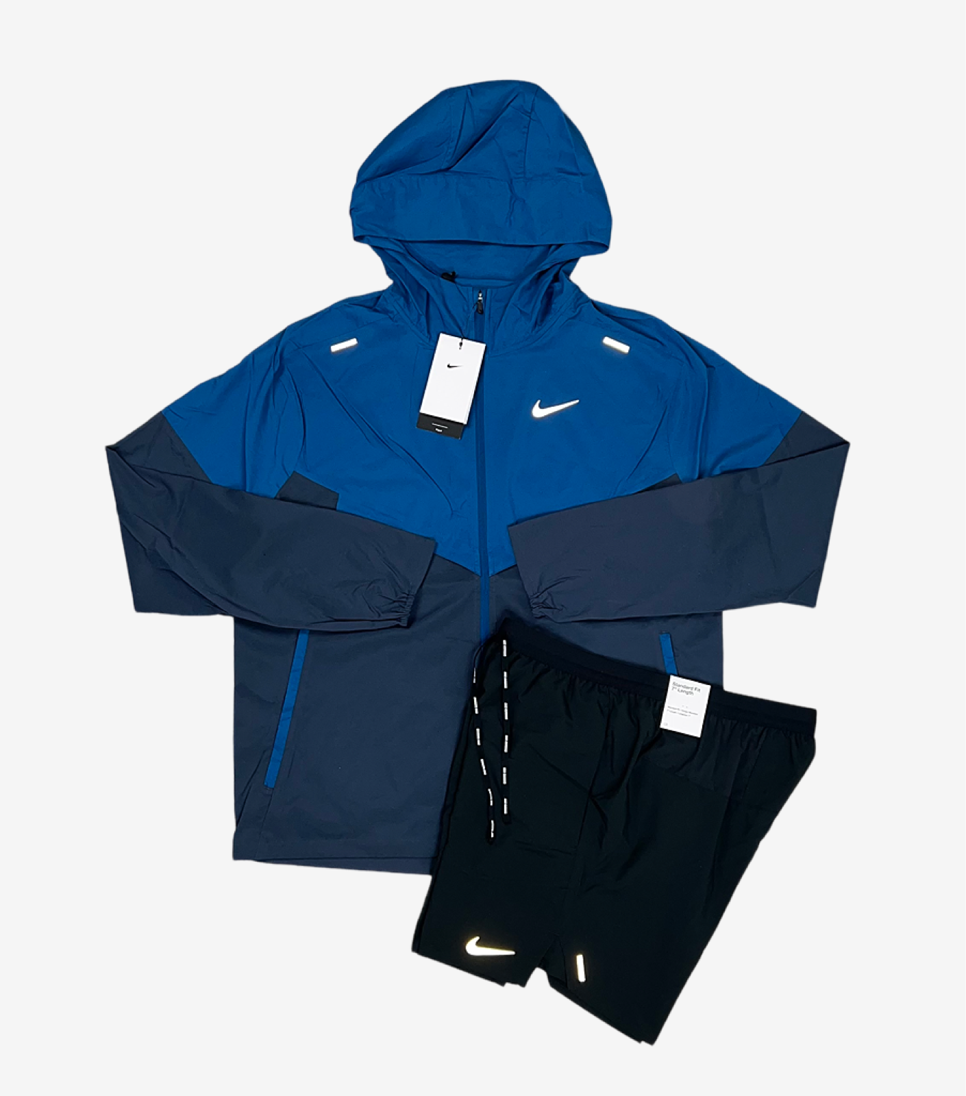 Nike uv windbreaker 'thunder blue' & black flex stride shorts