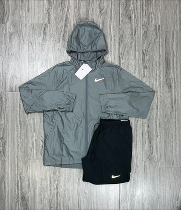 Nike Essential Windbreaker Shorts Set Grey Black