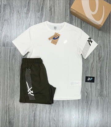 Asics Icon T-Shirt Short Set Cream/Kahki