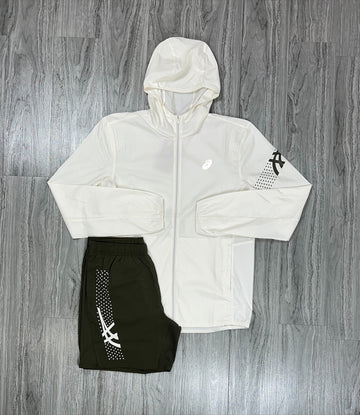 Asics Icon Windbreaker Short Set Cream/Kahki